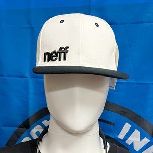 NEFF Skateboarding White & Black 6-Panel Mid-Profile Snapback Hat NWT